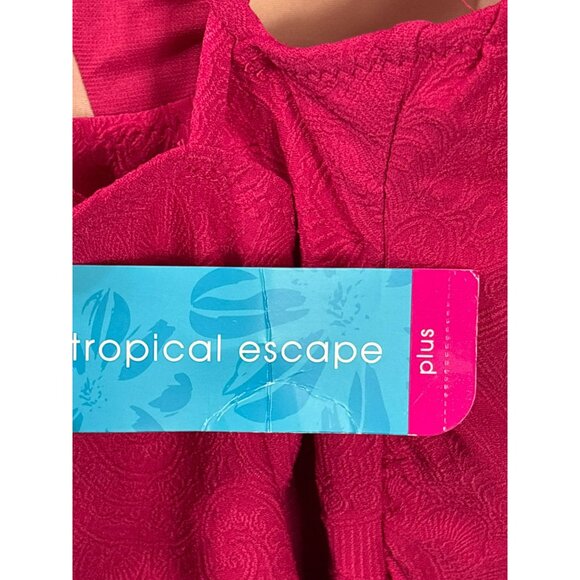 Tropical Escape Plus Womens Pink Strappy Tankini Swim Top 22 Paisley Texture New - Picture 5 of 8